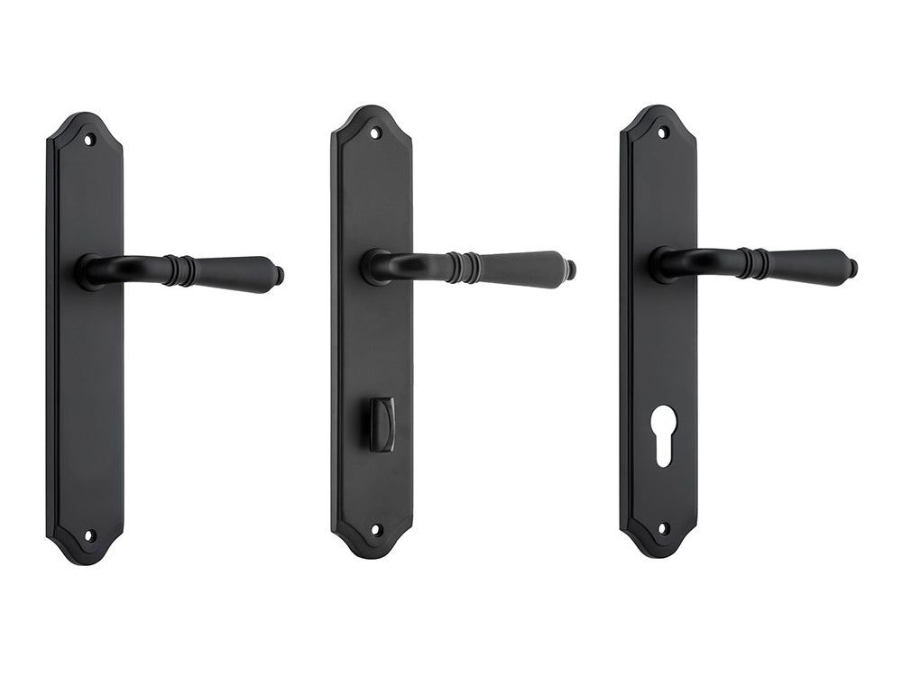 Iver Sarlat Lever Door Handle on Shouldered Backplate Matt Black