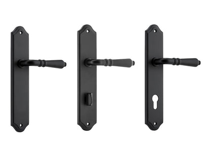 Iver Sarlat Lever Door Handle on Shouldered Backplate Matt Black