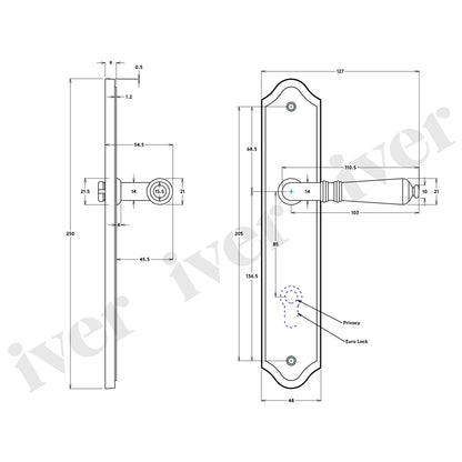 Iver Sarlat Lever Door Handle on Shouldered Backplate Matt Black