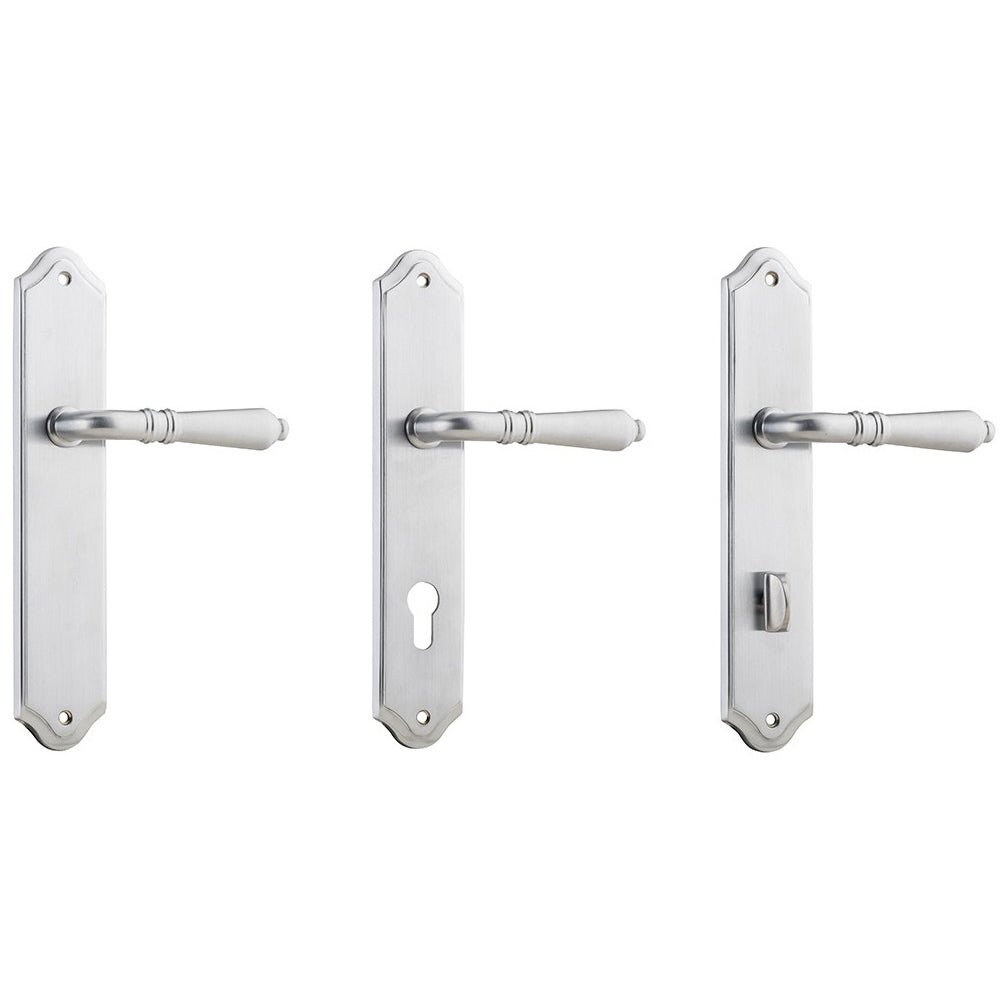Iver Sarlat Door Lever Handle on Shouldered Backplate Brushed Chrome