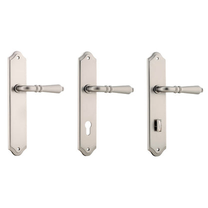 Iver Sarlat Door Lever Handle on Shouldered Backplate Satin Nickel