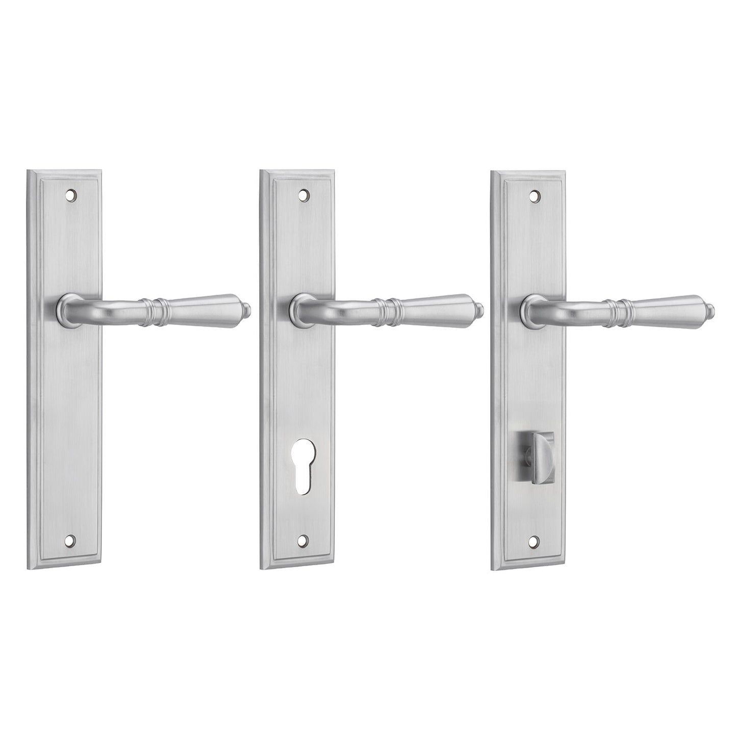 Iver Sarlat Door Lever Handle on Stepped Backplate Brushed Chrome