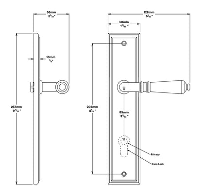 Iver Sarlat Door Lever Handle on Stepped Backplate Brushed Chrome