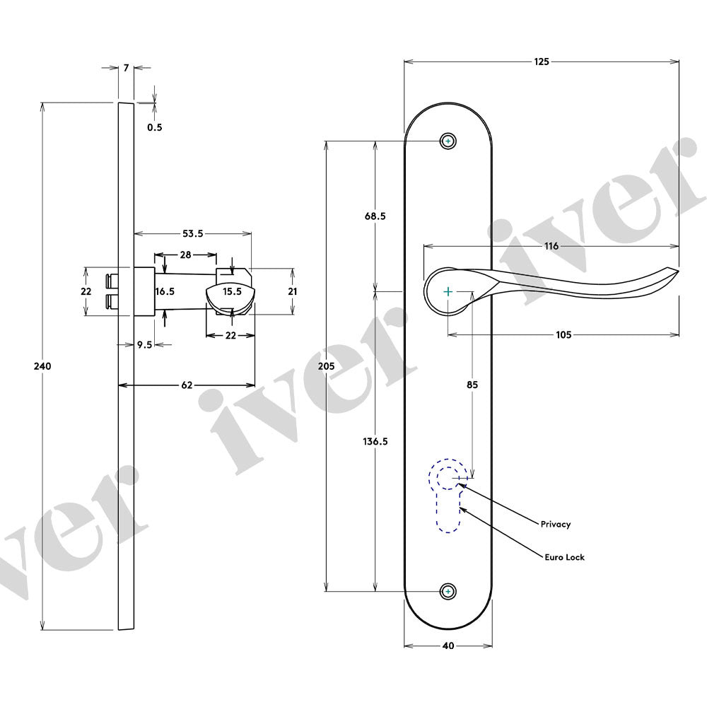 Iver Stirling Door Lever Handle on Oval Backplate Signature Brass