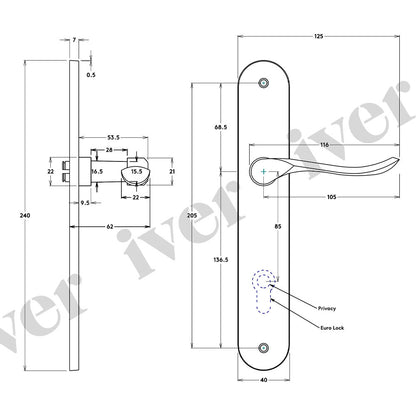 Iver Stirling Door Lever Handle on Oval Backplate Signature Brass