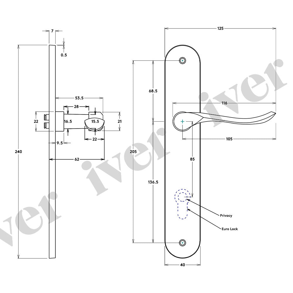 Iver Stirling Door Lever Handle on Oval Backplate Satin Nickel