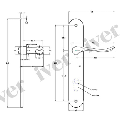Iver Stirling Door Lever Handle on Oval Backplate Satin Nickel