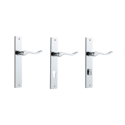 Iver Stirling Door Lever Handle on Rectangular Backplate Polished Chrome