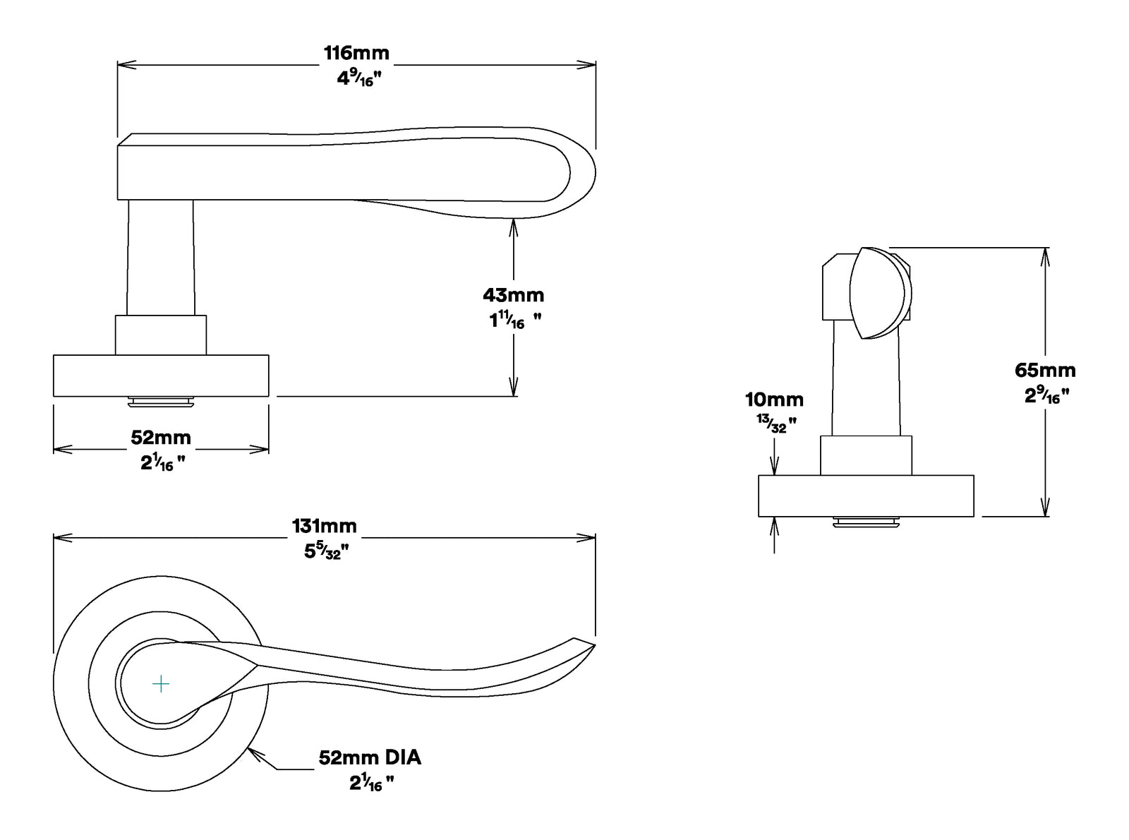 Iver Stirling Door Lever Handle on Round Rose