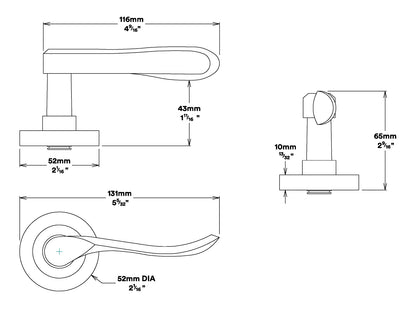 Iver Stirling Door Lever Handle on Round Rose