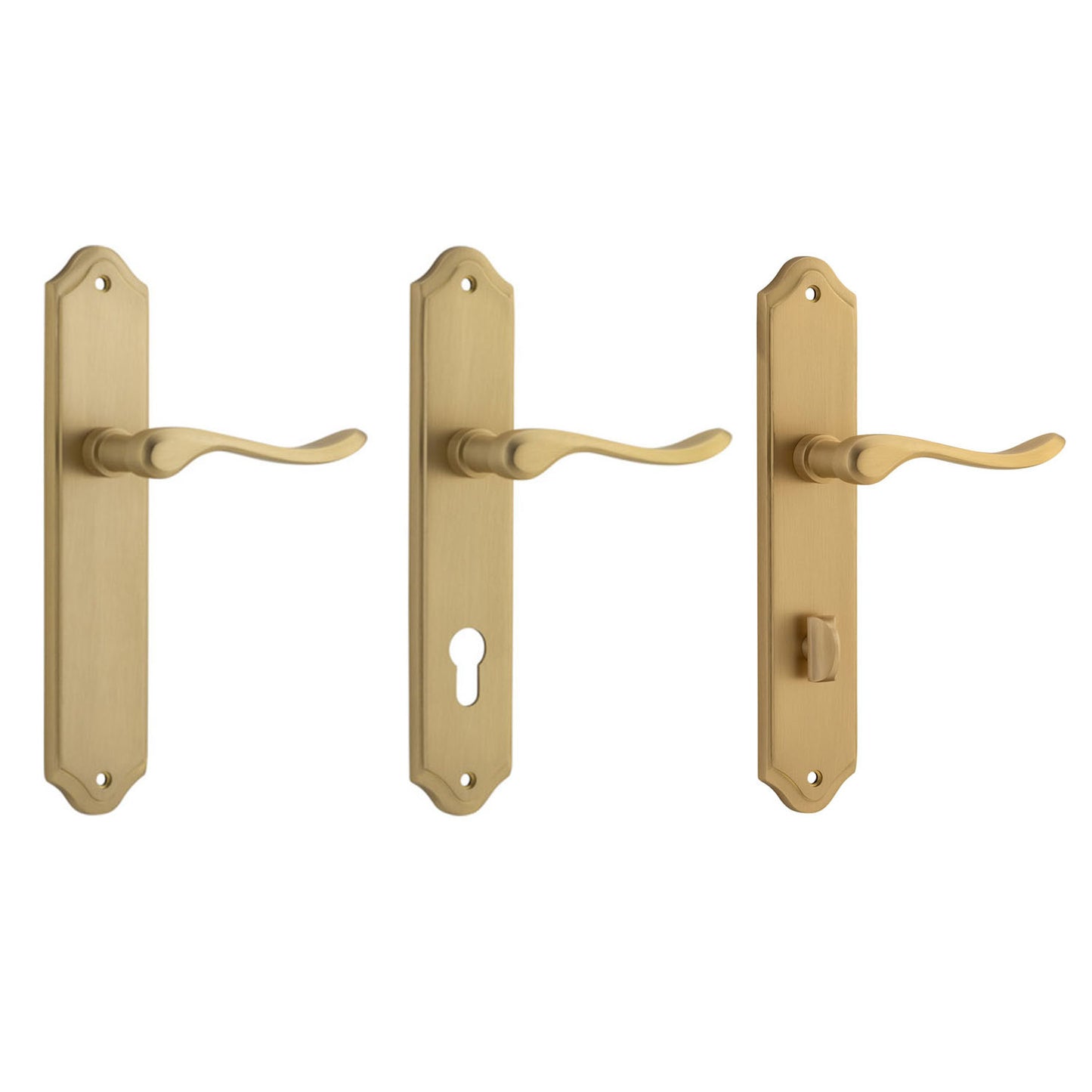 Iver Stirling Door Lever Handle on Shouldered Backplate Brushed Brass
