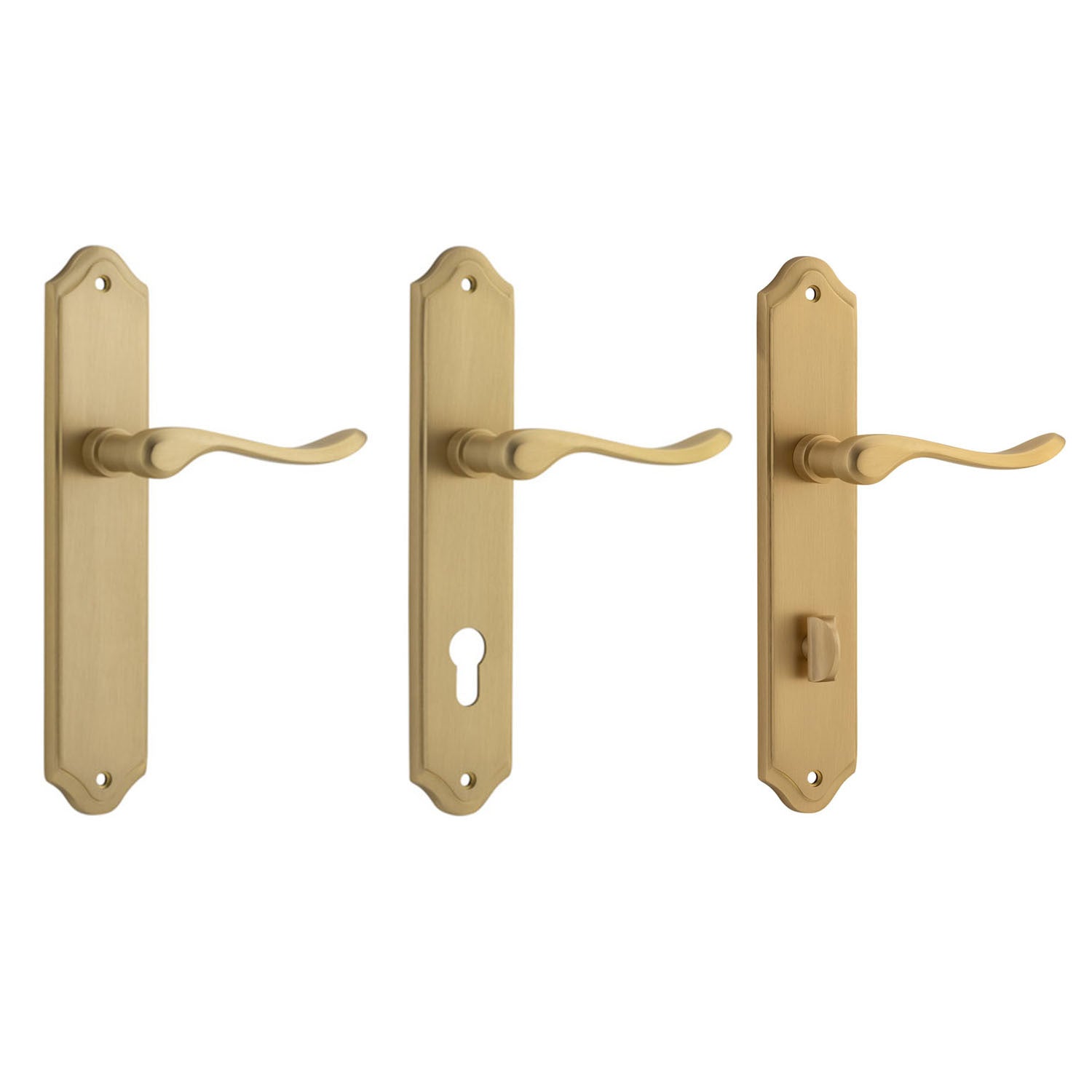 Iver Stirling Door Lever Handle on Shouldered Backplate Brushed Brass