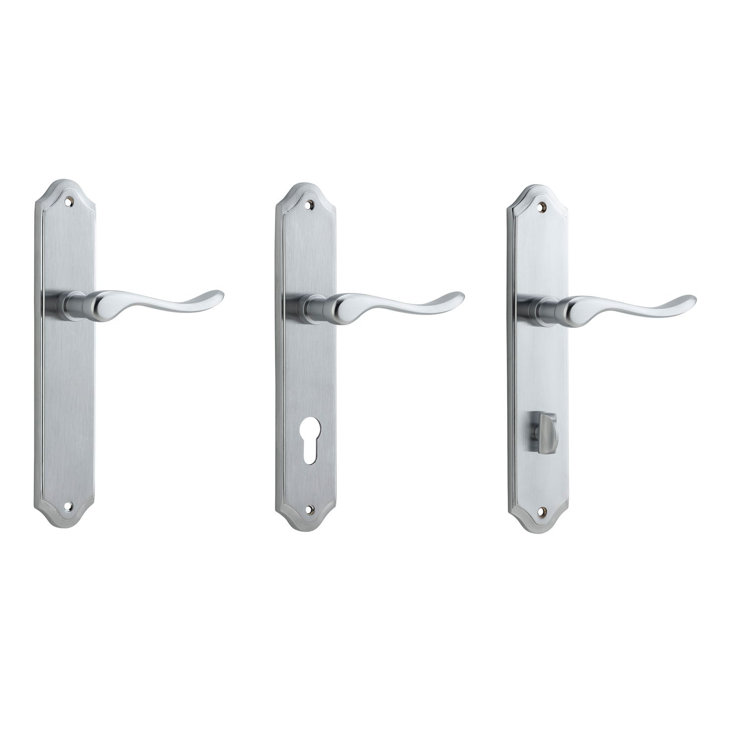 Iver Stirling Door Lever Handle on Shouldered Backplate Brushed Chrome