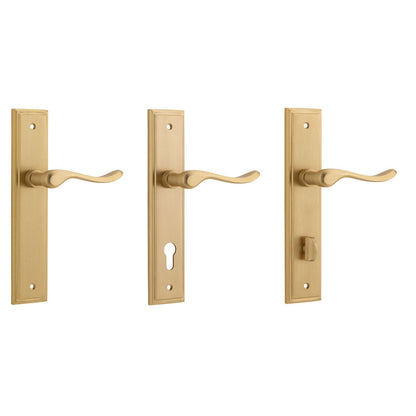 Iver Stirling Door Lever Handle on Stepped Backplate Brushed Brass