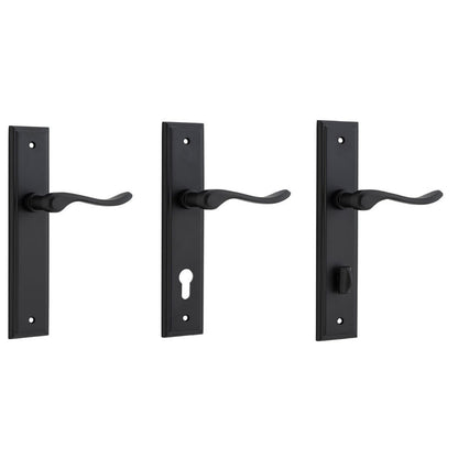 Iver Stirling Door Lever Handle on Stepped Backplate Matt Black