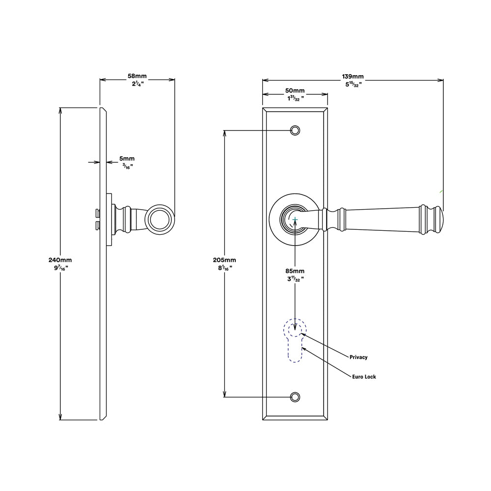 Iver Verona Door Lever Handle on Chamfered Backplate Signature Brass