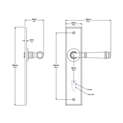 Iver Verona Door Lever Handle on Chamfered Backplate Matt Black
