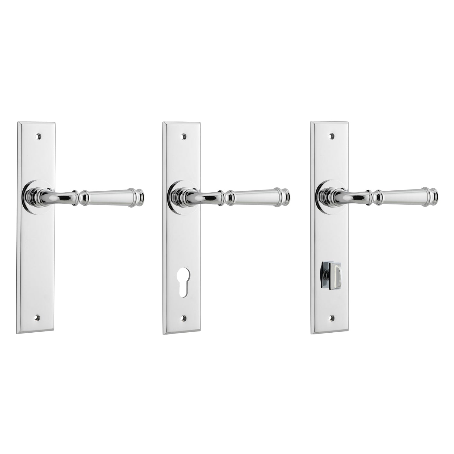 Iver Verona Door Lever Handle on Chamfered Backplate Polished Chrome