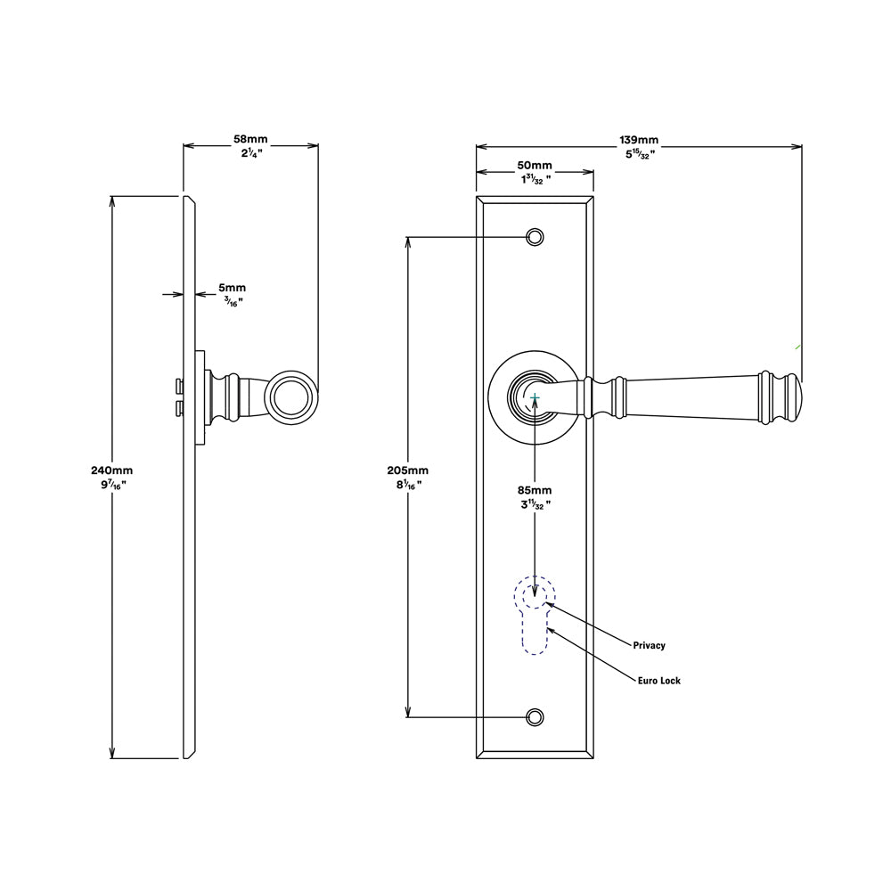 Iver Verona Door Lever Handle on Chamfered Backplate Polished Chrome