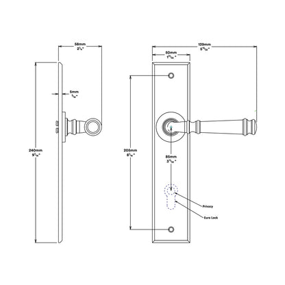 Iver Verona Door Lever Handle on Chamfered Backplate Polished Nickel