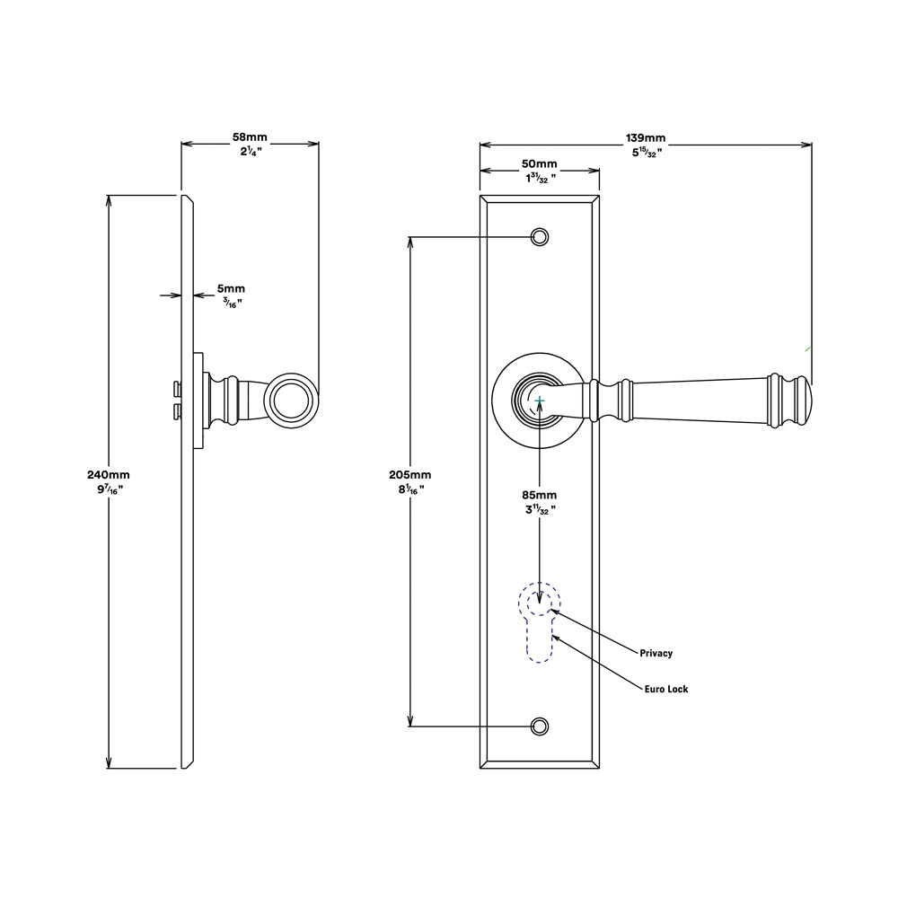 Iver Verona Door Lever Handle on Chamfered Backplate Distressed Nickel