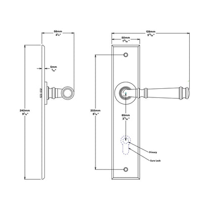 Iver Verona Door Lever Handle on Chamfered Backplate Brushed Brass