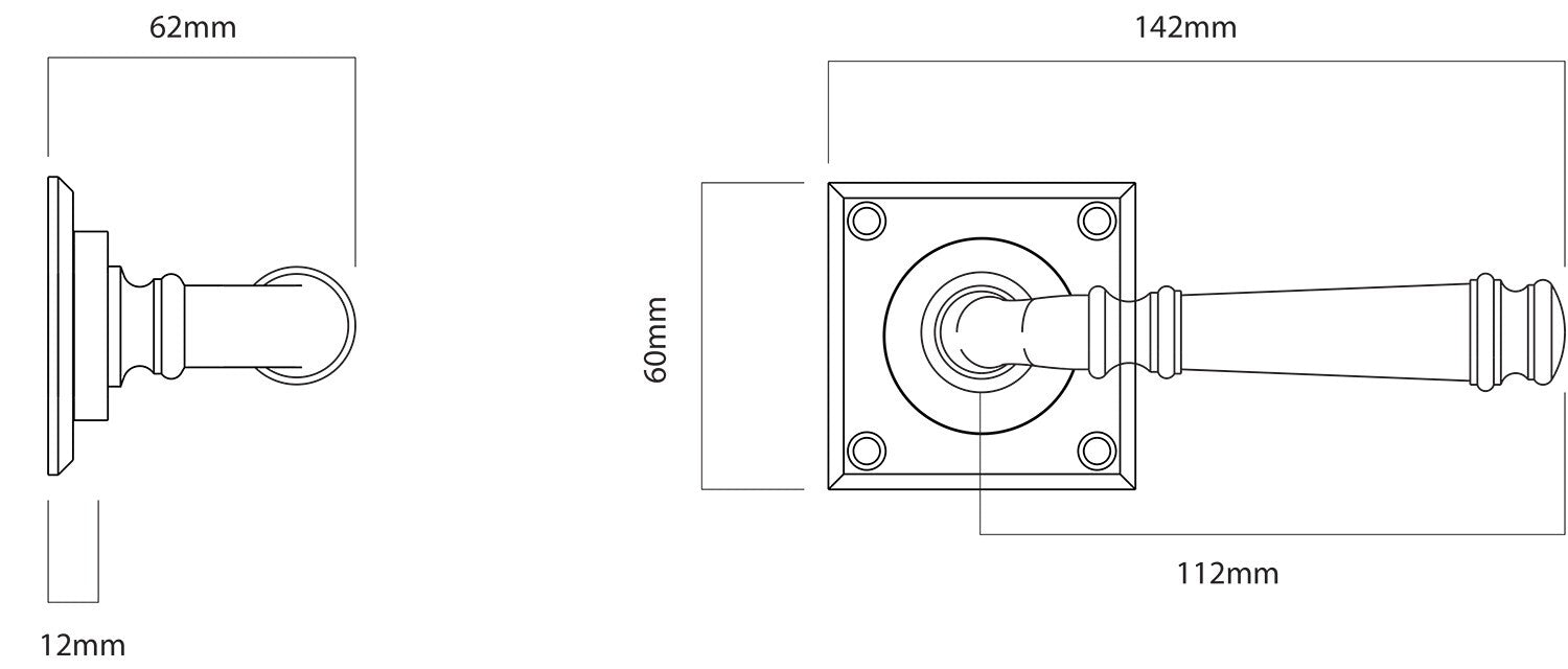 Iver Verona Door Lever Handle on Chamfered Square Backplate