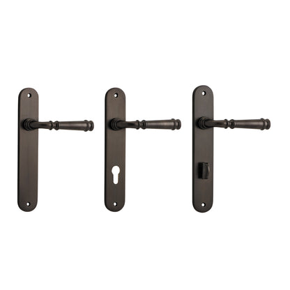 Iver Verona Door Lever Handle on Oval Backplate Signature Brass
