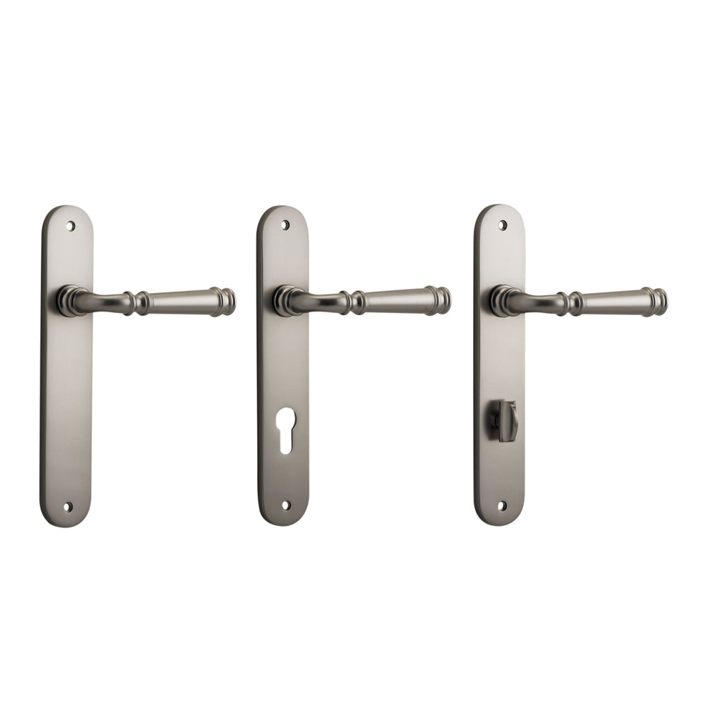 Iver Verona Door Lever Handle on Oval Backplate Satin Nickel
