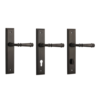 Iver Verona Door Lever Handle on Stepped Backplate Signature Brass