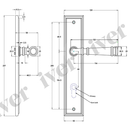 Iver Verona Door Lever Handle on Stepped Backplate Brushed Brass