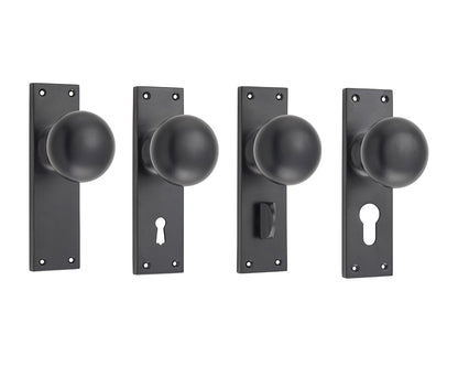 Tradco Victorian Knob on Long Backplate Matt Black