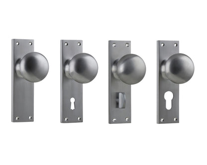 Tradco Victorian Knob on Long Backplate Satin Chrome