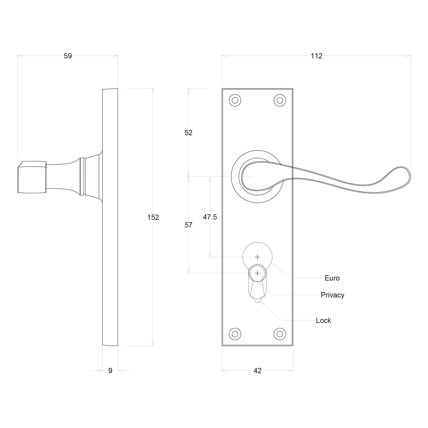 Tradco Victorian Lever Door Handle on Long Backplate Chrome Plated