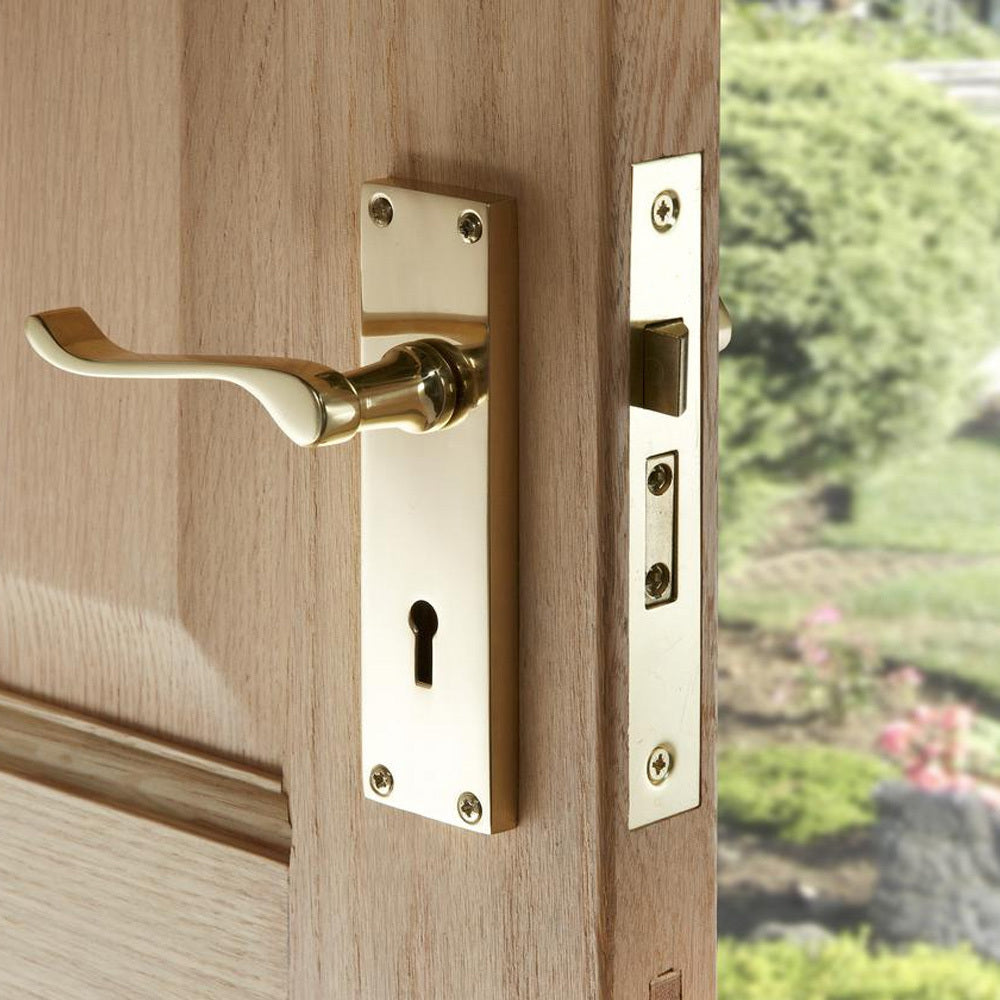 Tradco Victorian Lever Door Handle on Long Backplate Matt Black - Available in Various Functions