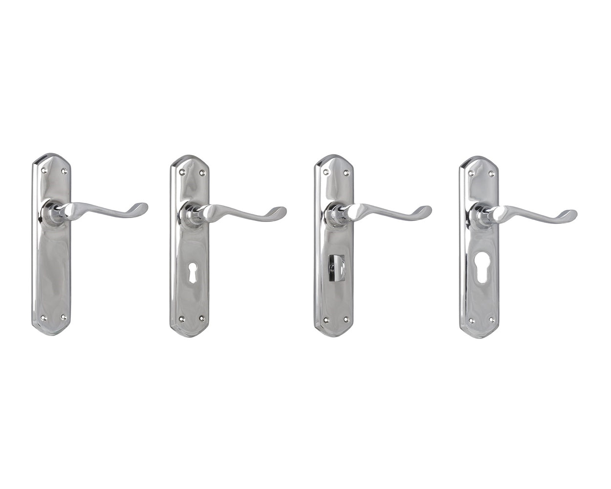 Tradco Windsor Lever Door Handle on Shouldered Backplate Chrome Plated