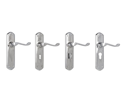 Tradco Windsor Lever Door Handle on Shouldered Backplate Chrome Plated