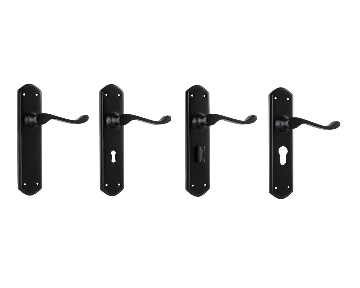 Tradco Windsor Lever Door Handle on Shouldered Backplate Matt Black