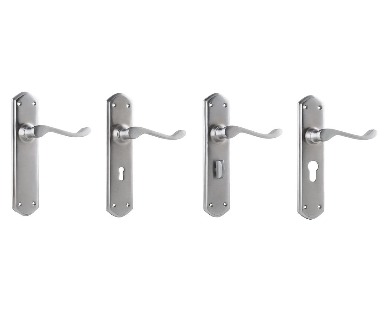 Tradco Windsor Lever Door Handle on Shouldered Backplate Satin Chrome