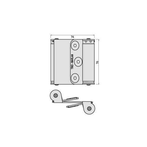 Trio Spring Door Hinge Self Closing Double Action 76x74x2mm Zinc Plated BWL46BZ