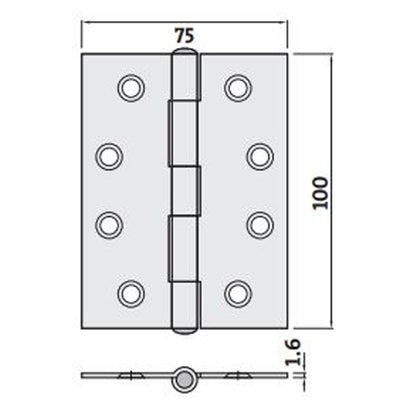 Trio Butt Hinge Loose Pin 100x75x1.6mm Matt Gold PBT10016LPMG