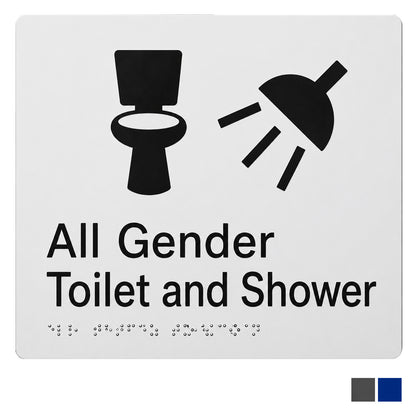 Tim The Sign Man All Gender Toilet and Shower Braille Amenity Sign - Available in Various Finishes