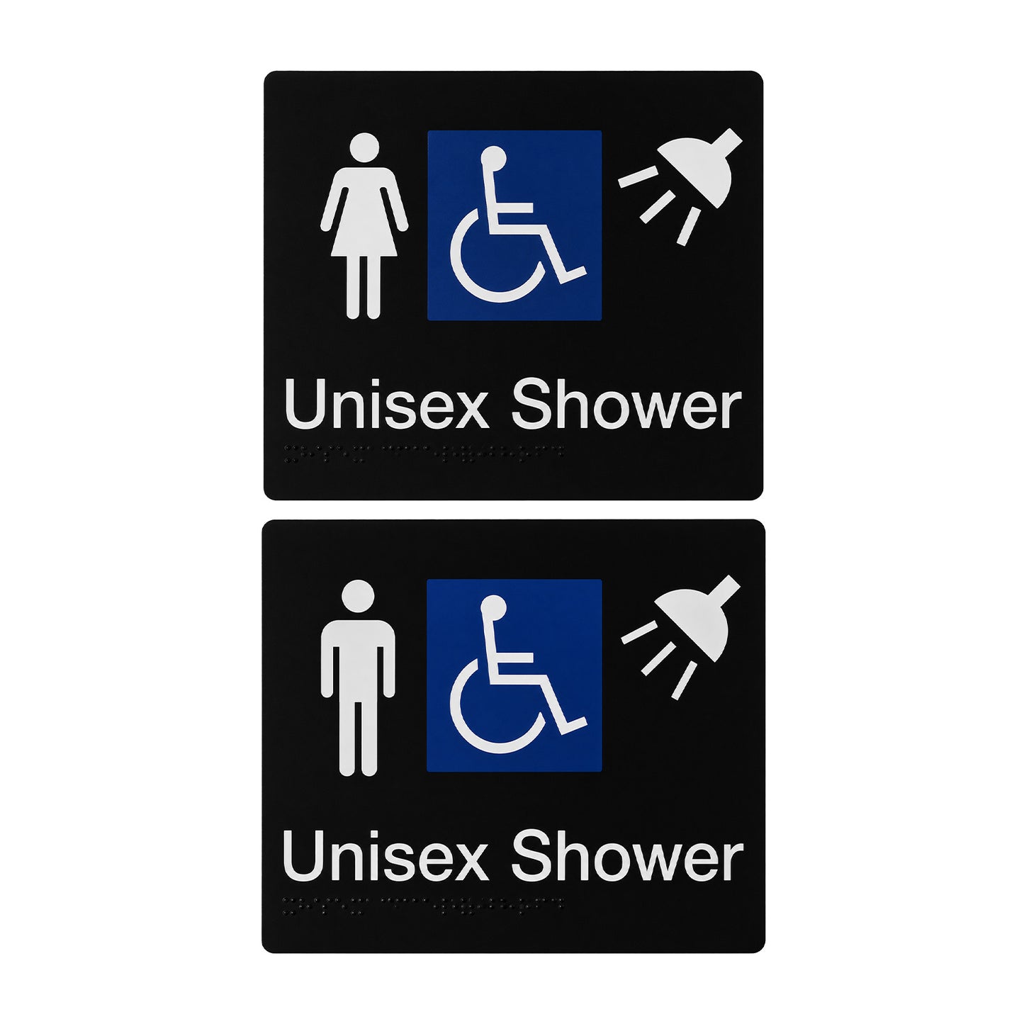 Tim The Sign Man Disabled Shower Braille Amenity Sign Black/White - Available in Various Gender