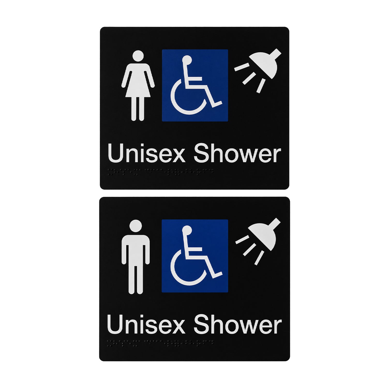 Tim The Sign Man Disabled Shower Braille Amenity Sign Black/White - Available in Various Gender