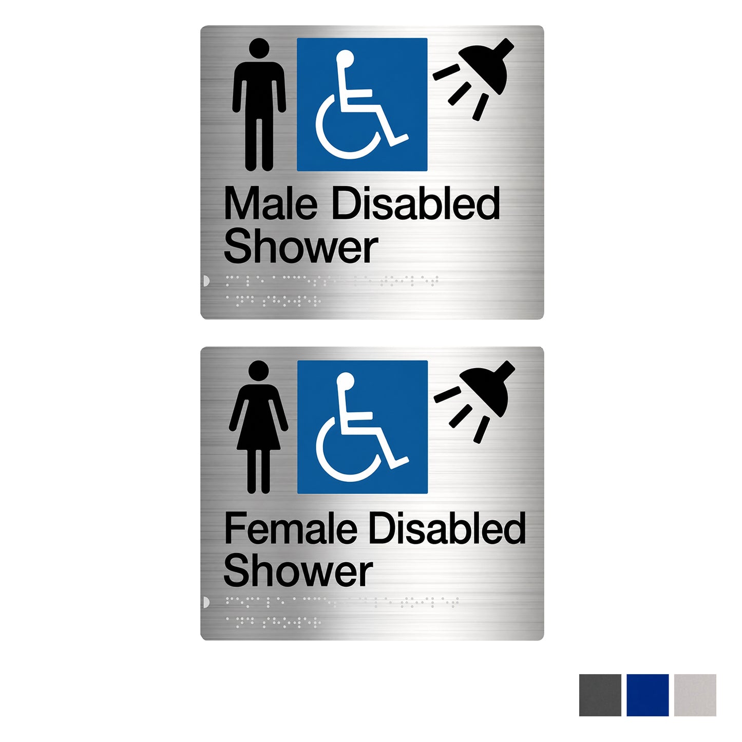 Tim The Sign Man Disabled Shower Braille Amenity Sign Black/White - Available in Various Gender
