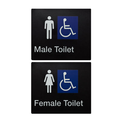 Tim The Sign Man Disabled Toilet Braille Amenity Sign Black/White - Available in Male and Female