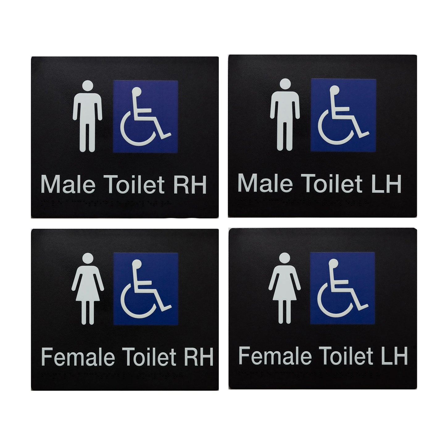Tim The Sign Man Disabled Toilet Braille Amenity Sign Black/White - Available in Various Handing and Gender