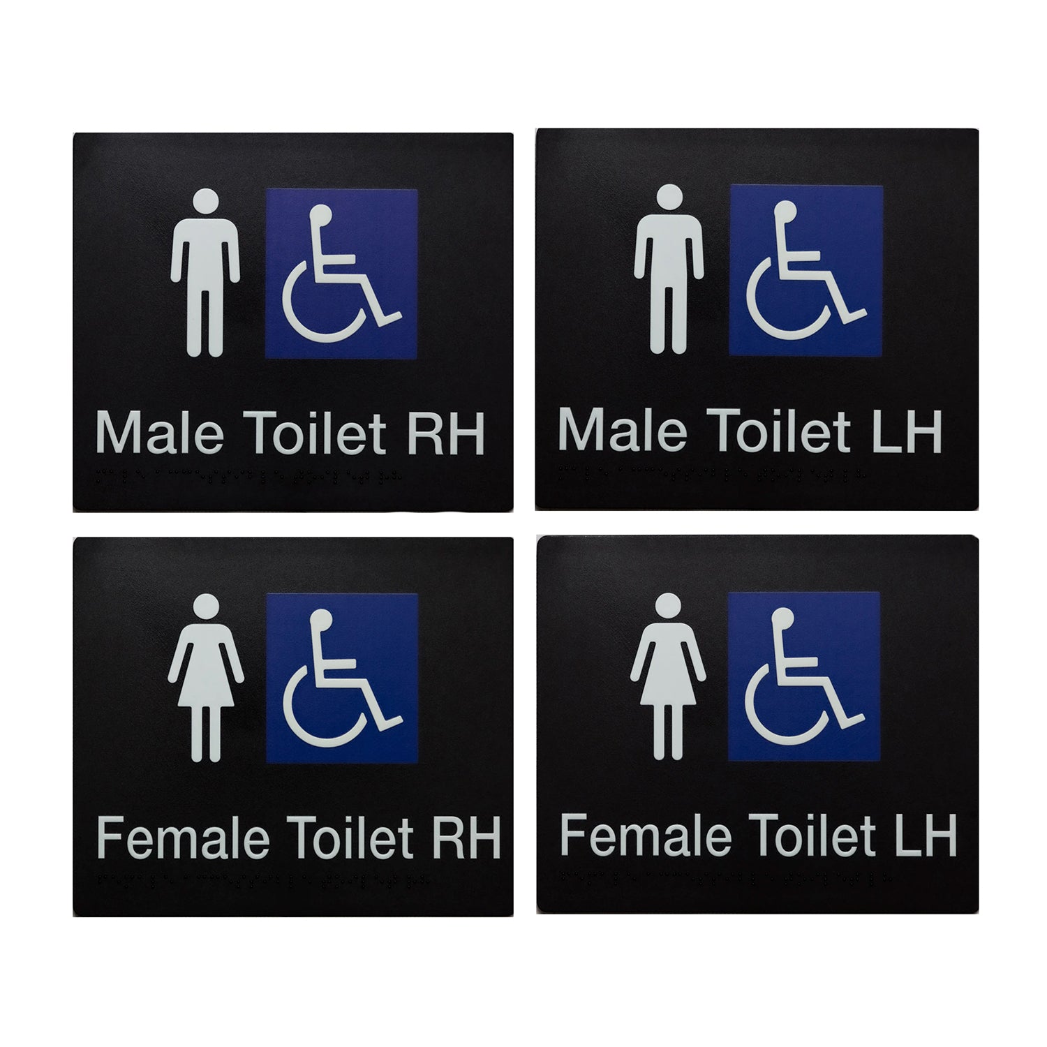 Tim The Sign Man Disabled Toilet Braille Amenity Sign Black/White - Available in Various Handing and Gender