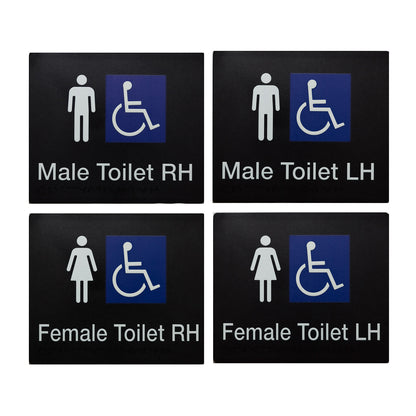 Tim The Sign Man Disabled Toilet Braille Amenity Sign Black/White - Available in Various Handing and Gender