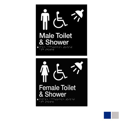 Tim The Sign Man Disabled Toilet & Shower Braille Amenity Sign - Available in Various Finishes and Gender
